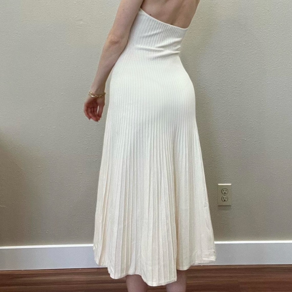 Simkhai white halter gown with chain strap